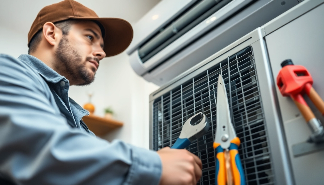 Expert performing AC repair mesa az service with professional tools in a residential setting.